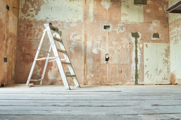 Damaged House Renovation Ladder