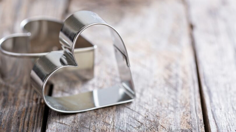 Heart Shaped Cookie Cutters Wooden Table