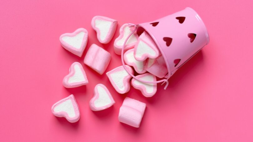 Heart Shaped Marshmallows Pink Tin Valentines Day Candy