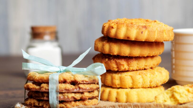 Home Baked Cookies Wrapped In Blue Bow