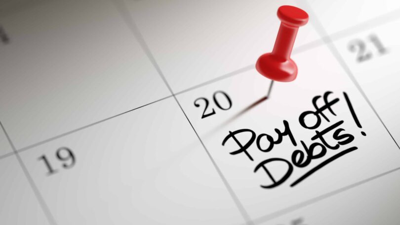 Pay Off Debts Calendar Red Push Pin Reminder