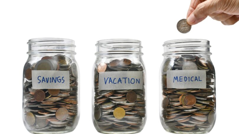Savings Jars Vacation Medical Monetary Goals Coins