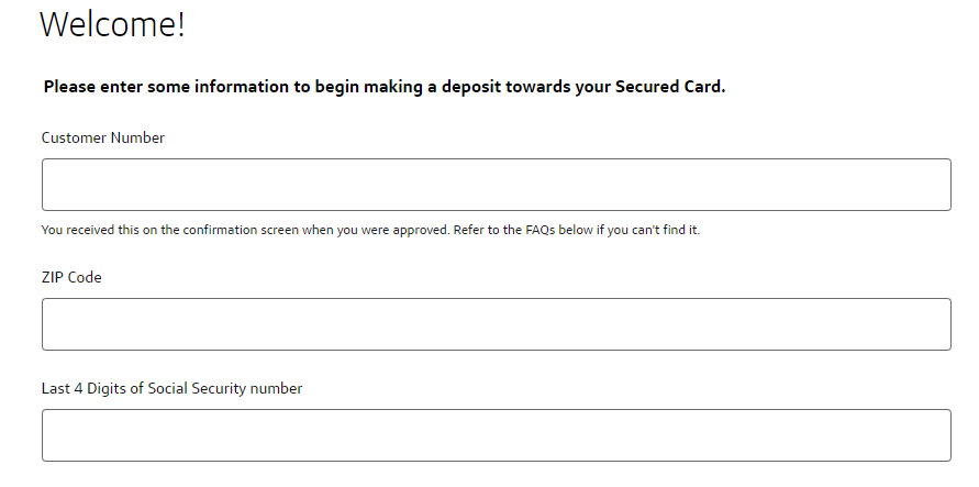 Capital One Platinum Secured Deposit Screen